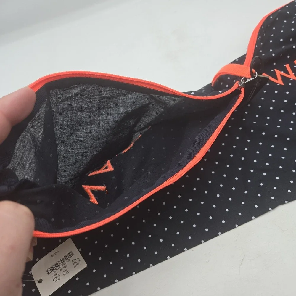 J.Crew Black & White Polka Dotswith Neon Orange Accents Lingerie Bag NEW - Picture 6 of 7